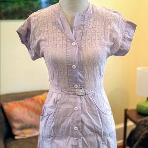 Hope Reed lavender vintage shirtdress lace buttons